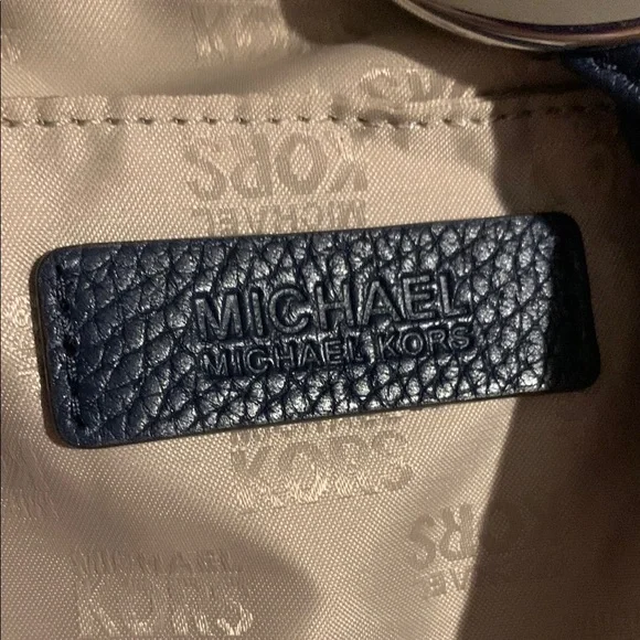 Authentic Michael Kors Navy Leather Hobo Bag - Picture 6 of 11